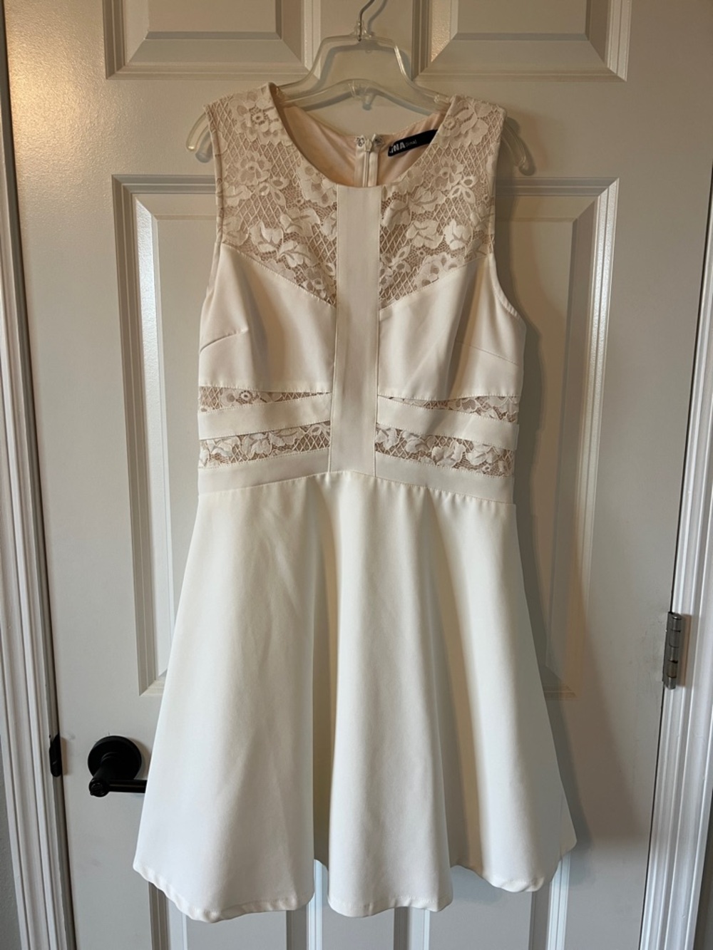White/Cream Lace A-Line Mini Dress